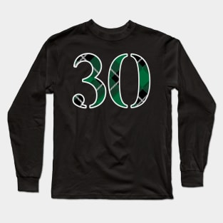 30 Sports Jersey Number Green Black Flannel Long Sleeve T-Shirt